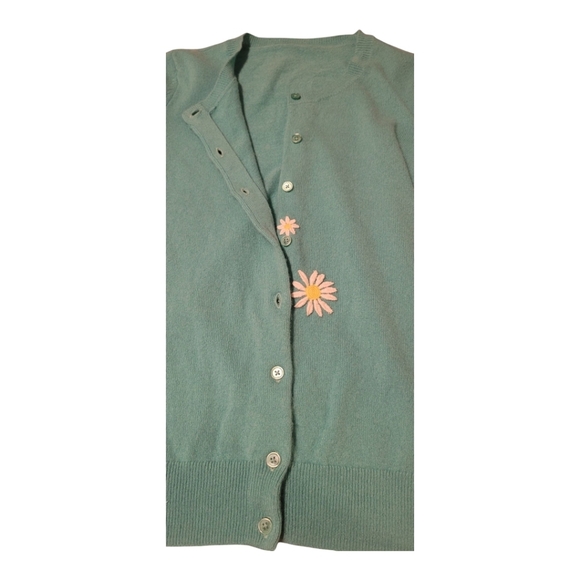 RENEWEST Gorgeous Teal Lightweight Soft Cashmere Cardigan Womens SZ SM/MED - Picture 2 of 8